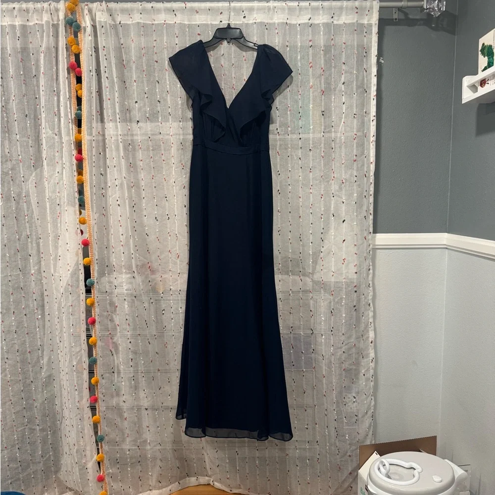 Jenny Yoo Sz 6 Elegant Navy Blue Evening Gown - Picture 3 of 7